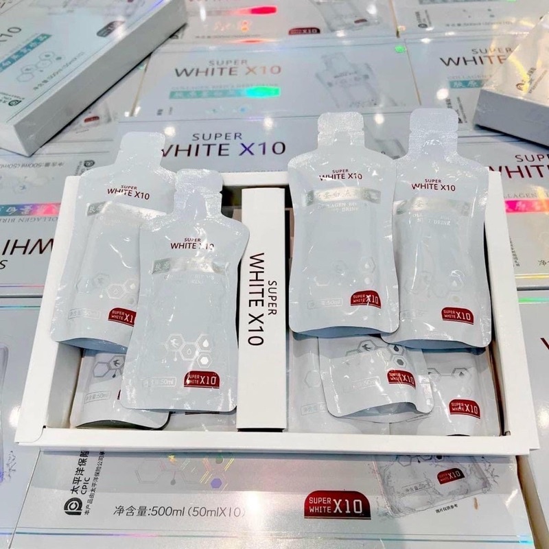 NƯỚC UỐNG TRẮNG DA TOÀN THÂN WHITE x 10, đẹp da đẹp tóc, Collagen, yến tươi, vitamin C hoa quả