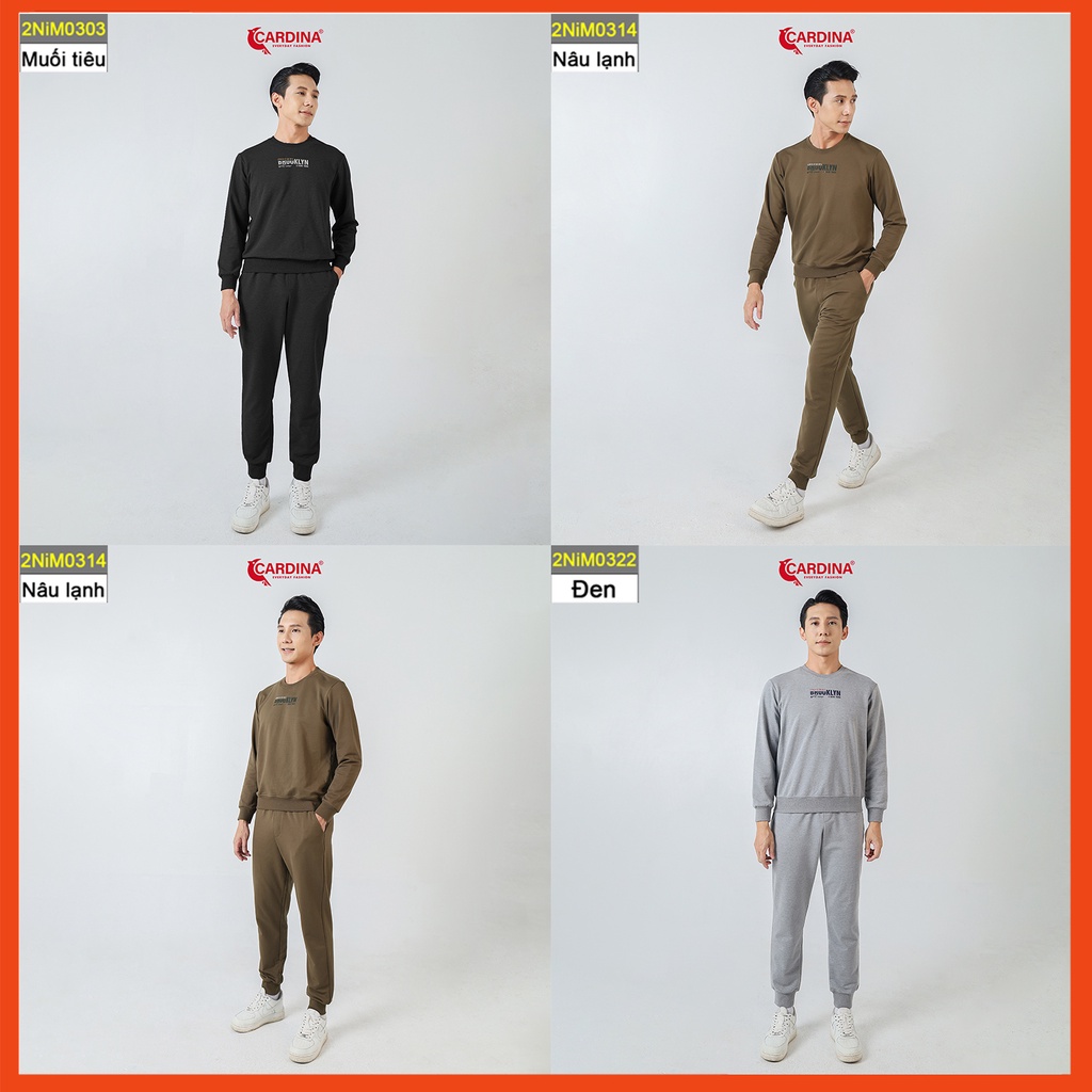 Bộ nỉ nam CARDINA chất cotton da cá cao cấp dáng thể thao khỏe khoắn năng động 2NiM03.