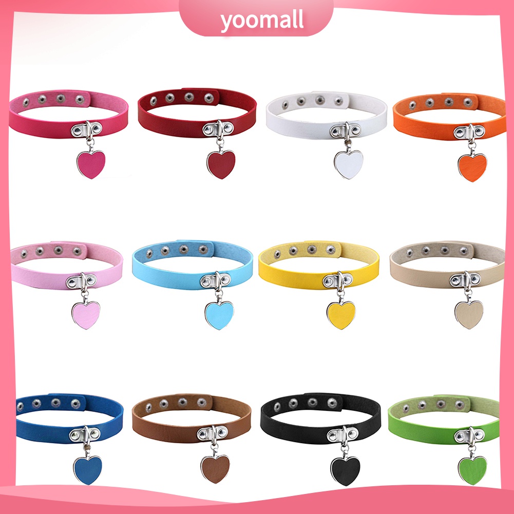 Vòng Cổ Choker Giả Da Mặt Trái Tim Phong Cách Gothic Punk