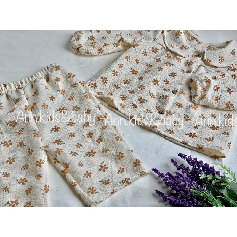 Pijama cho bé ,vải đũi nhăn