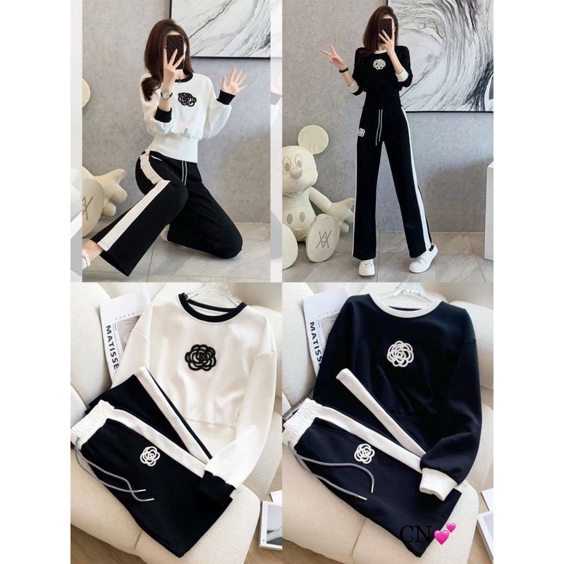 Set bộ len hoa C.N tôn dáng hàng QC đẹp nổi bật