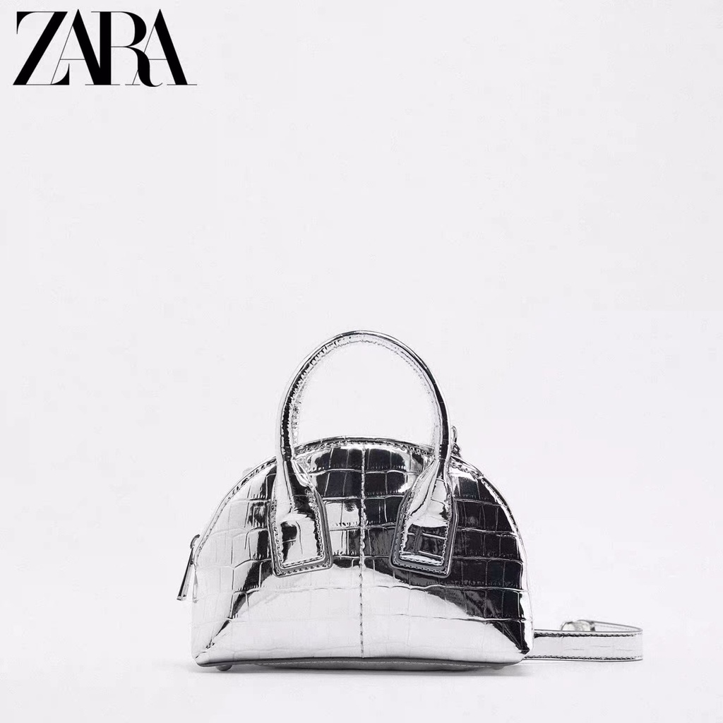 Hàng Mới Về Zara Túi Xách Đeo Vai Mini Màu Bạc Phối Dây Xích Thời Trang Dành Cho Nữ