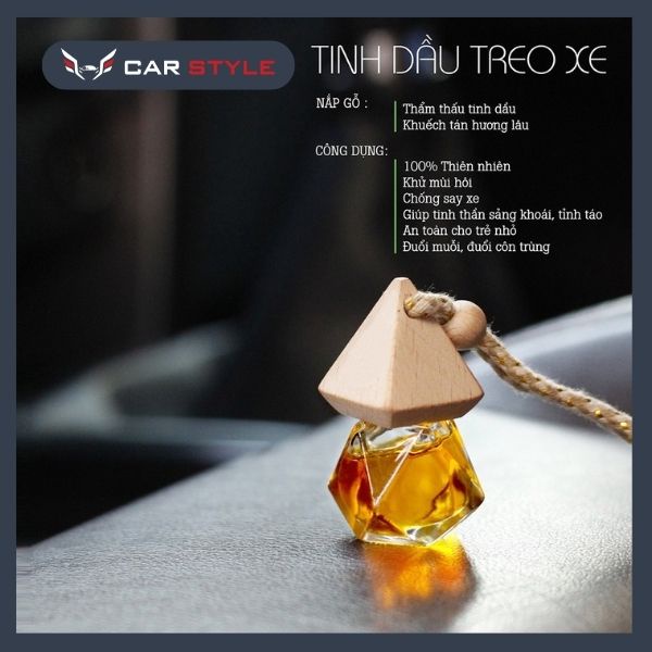 Tinh dầu treo xe ô tô  mùi dễ chịu sảng khoái thơm ngọt hương sả chanh - cam - quế - chàm