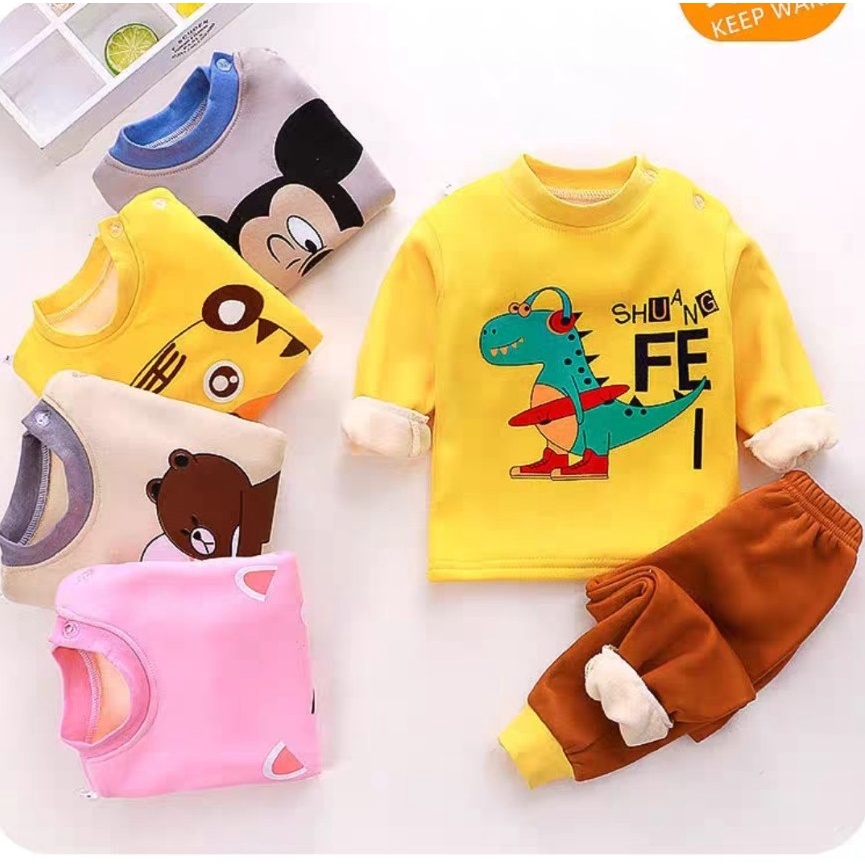 Bộ nỉ lót lông cao cấp cho bé trai và bé gái mặc mùa đông, chất vải bền đẹp ấm áp, So So Nice