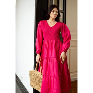 Leena// Đầm cotton cổ tin tay phồng - Đầm thiết kế / dạo phố, dự tiệc - Đầm công sở