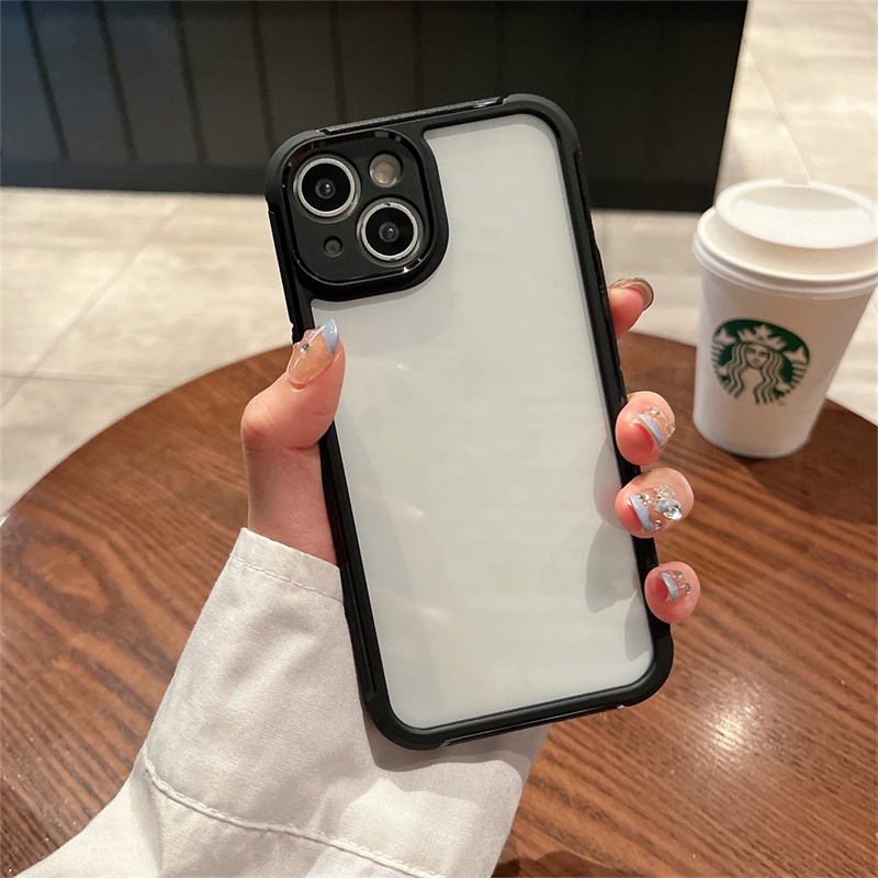 Ốp Điện Thoại silicon Cứng Mềm Bo Viền Chống Sốc Màu Trong Suốt Sang Trọng Cho iPhone 14 Plus 13 12 11 Pro MAX XR X XS MAX