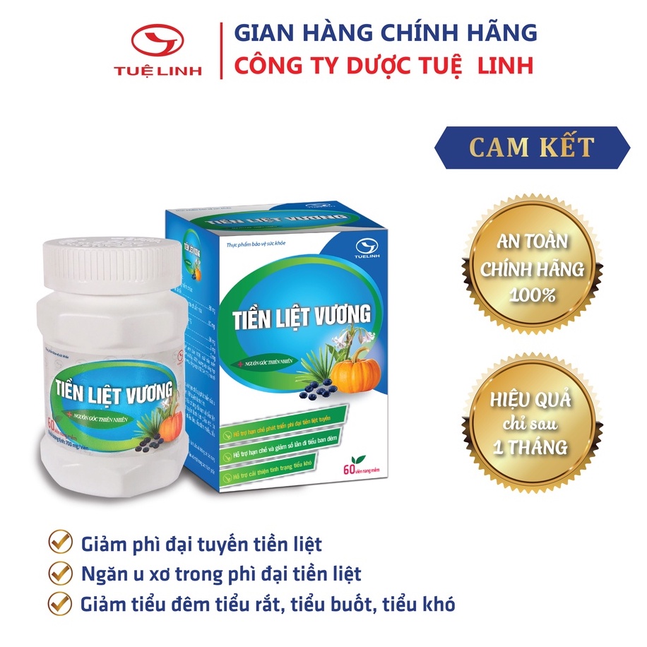 ✅Tiền liệt vương Tuệ Linh [Chính hãng] - Giảm tiểu đêm, hỗ trợ giảm phì đại tuyến tiền liệt - Hộp 60 viên