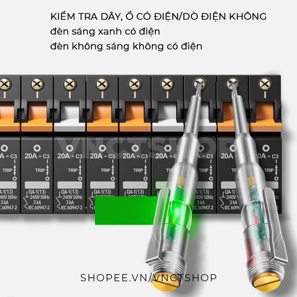 Bút thử điện thông minh cảm ứng không tiếp xúc, bút dò điện không chạm mạch dây đa năng 2 đèn led