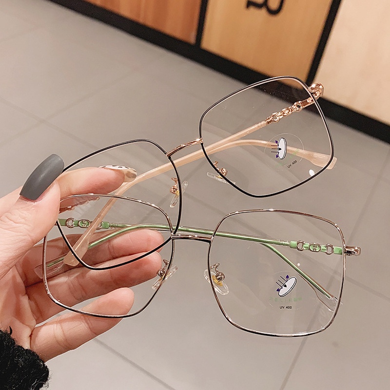 Kính Mát Gọng Vuông Bằng Kim Loại Chống Tia Sáng Xanh Phong Cách Hàn Quốc Cho Nữ