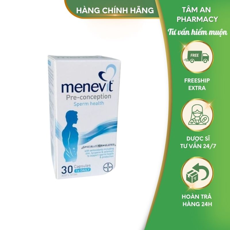 Menevit 30v/90v bổ sung tăng chất lượng tinh trùng nam giới - Nhà thuốc Tâm An