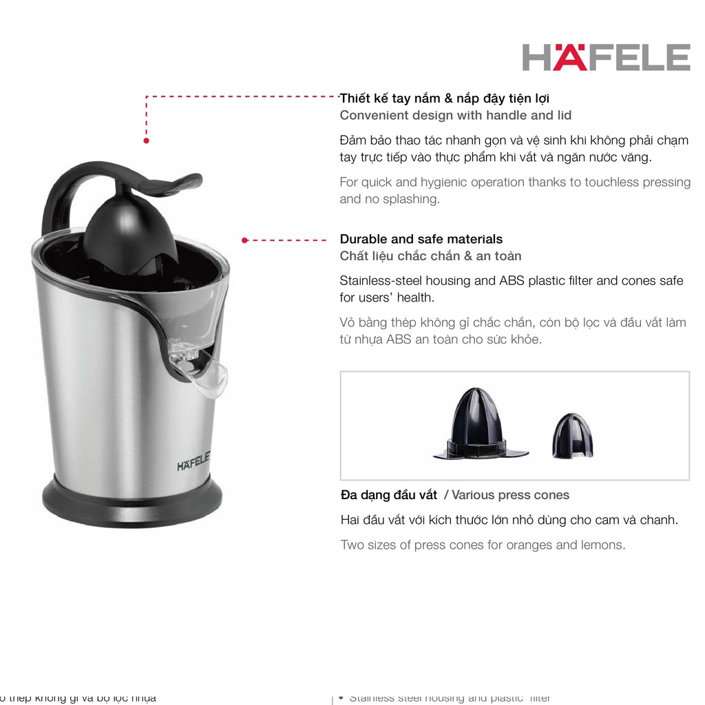 Máy Vắt Cam Hafele HSJ-C2S  - Hàng Chính Hãng HAFELE Thương Hiệu Đức