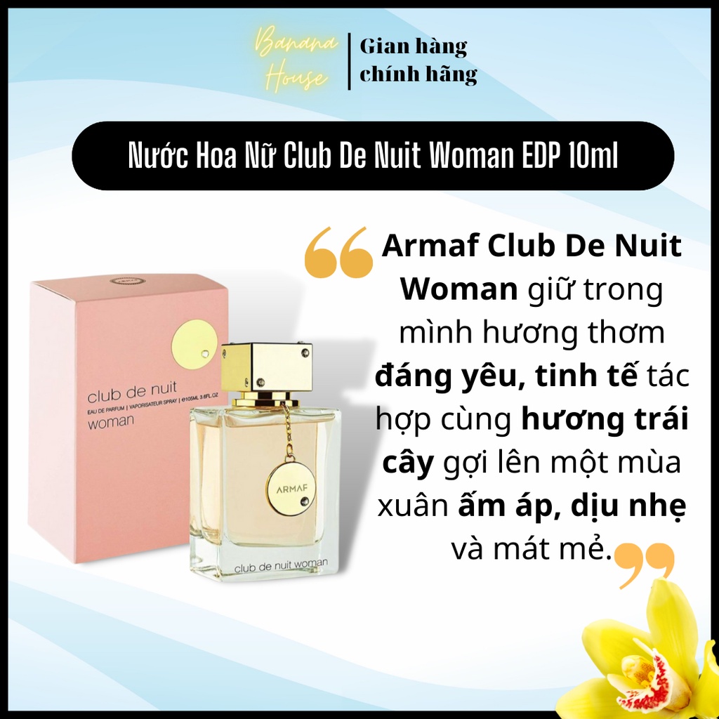 Mẫu Thử 10ml Nước Hoa Nữ Club De Nuit Women EDP Cô Nàng Kiêu Sa Chính Hãng Thơm Lâu