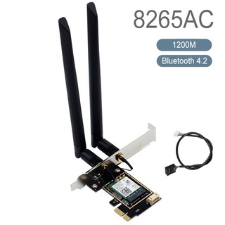 Intel 8265ac, m.2 to pcie card, bộ thu sóng wifi 2.4g và 5g, tốc độ 1200m, kết nối bluetooth 4.2