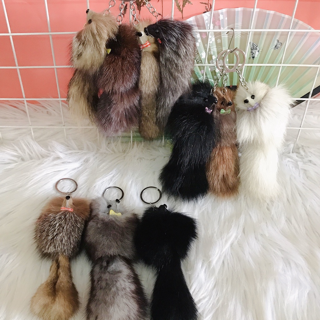 Móc Khóa Lông Mềm Mượt Hình Thú Dễ Thương Xinh Xắn - Móc Khóa Chồn Đuôi Dài 2022