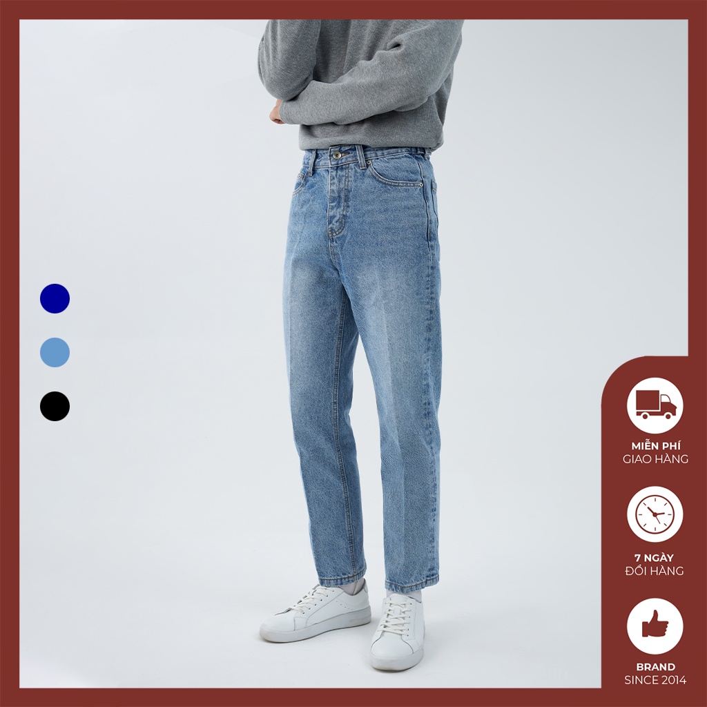 Quần jean trơn nam basic Độc menswear ống đứng, quần denim vải co giãn thoải mái 3 màu phong cách Hàn Quốc - Q606
