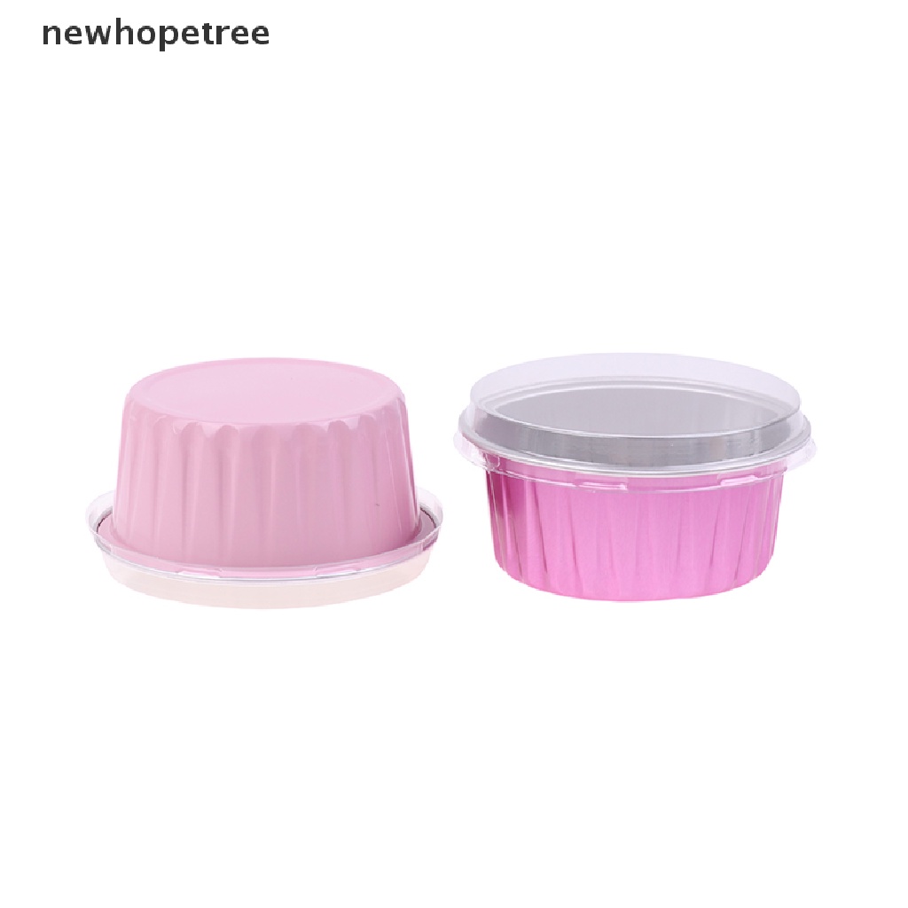 Set 5 Cốc Lá Nhôm Tròn 125ml Làm Bánh Có Nắp Đậy Tiện Dụng