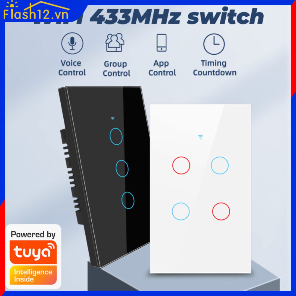 Công TắC ChạM ĐèN Wifi Thông Minh 1 / 2 / 3 / 4 Hỗ Trợ Alexa Google KèM Phụ KiệN