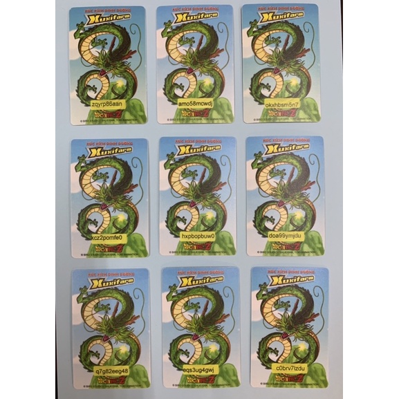 01 thẻ 7 viên Ngọc Rồng Dragon Ball cỡ 5,5 cm x 8,5 cm