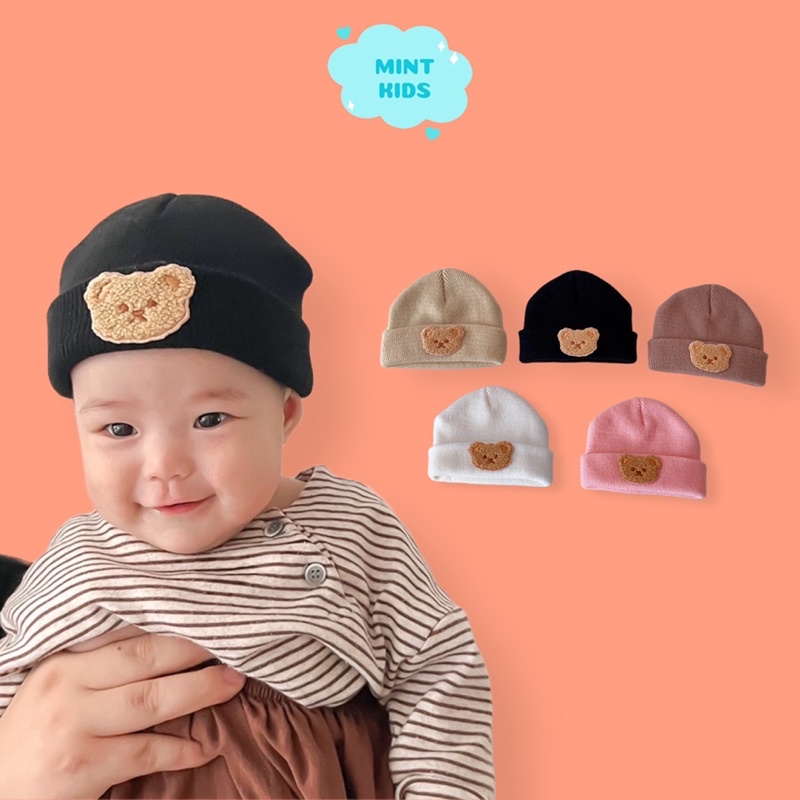 Mũ Len Cho Bé Sơ Sinh Đến 6 Tháng Hình Gấu Đáng Yêu