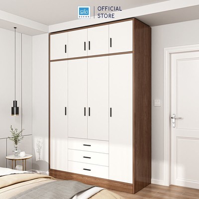 [Chỉ giao lắp tại TP.HCM] Tủ Quần Áo Hiện Đại Màu Trắng Phối Walnut Thương Hiệu SIB Decor TA10