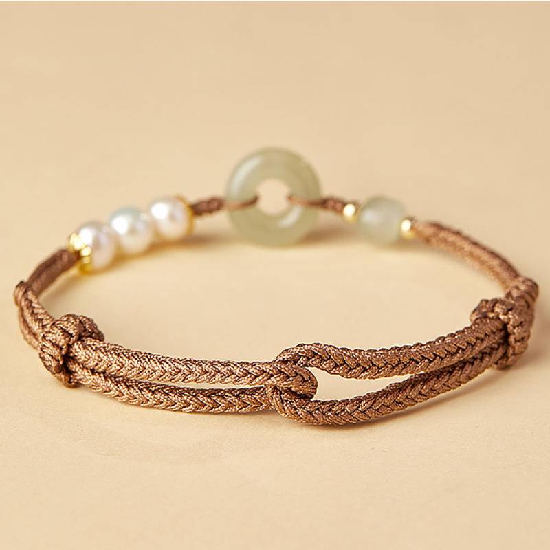 Vòng Tay Bện Dây Có Khóa An Toàn Phong Cách Hetian Cho Nữ