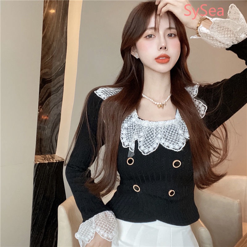 Áo Cardigan Dệt Kim Phối Ren Thời Trang Mùa Thu Dành Cho Nữ
