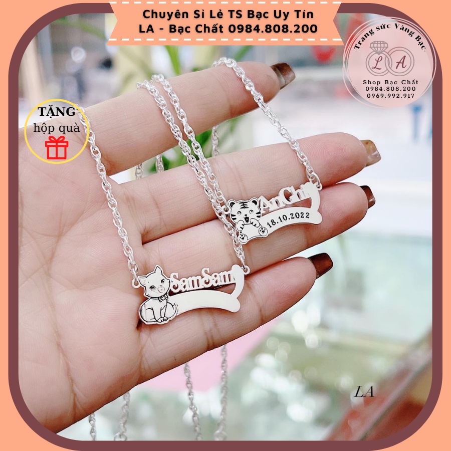 Dây mặt chữ liền con giáp và ngày tháng năm sinh, số điện thoại cho bé - chất liệu bạc ta, hàng làm theo yêu cầu
