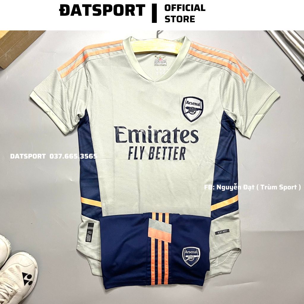 Bộ Quần Áo thi đấu bóng đá hàng nhập thái clb Arsenal Xám, áo ars 2023