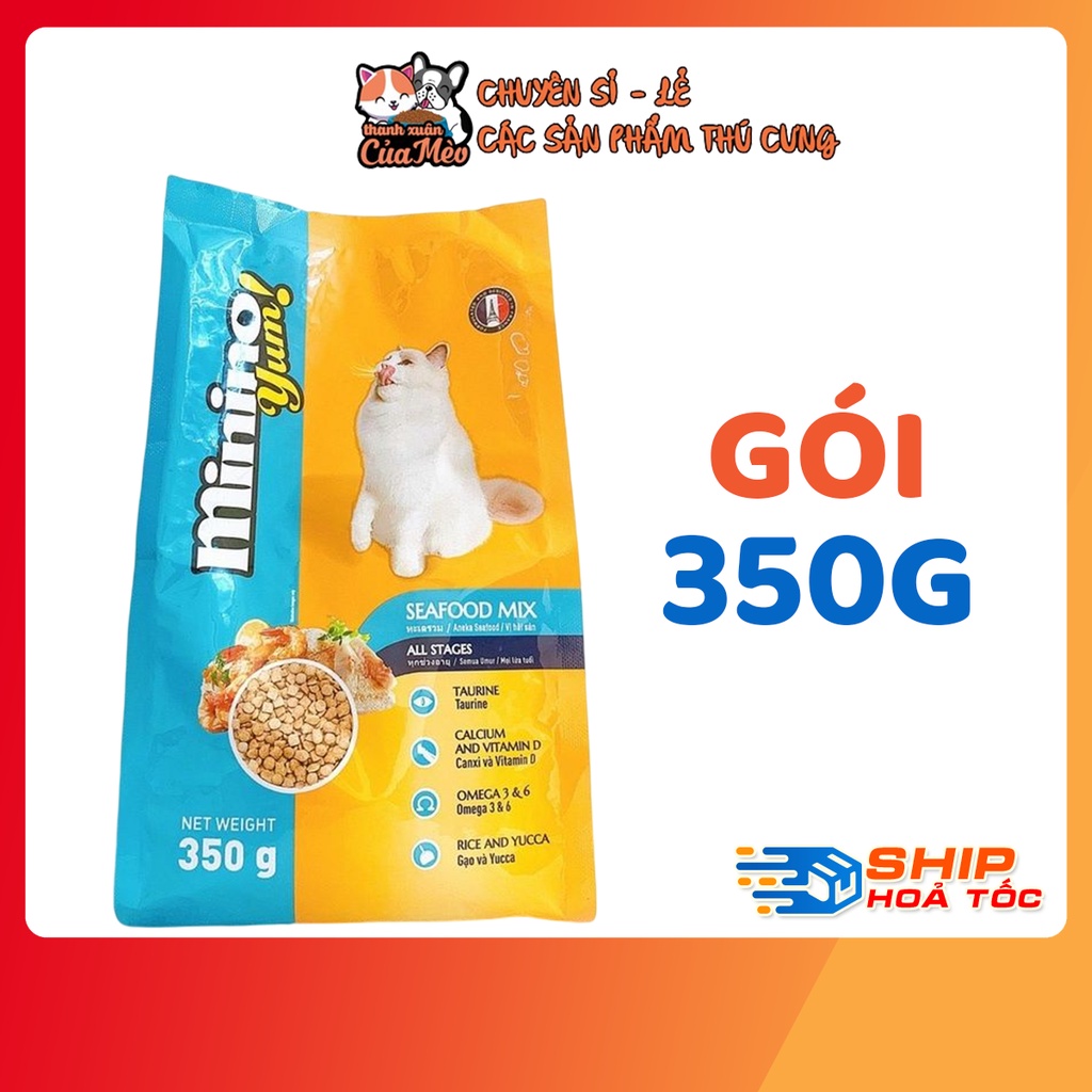 Thức Ăn Minino Yum Dành Cho Mèo Mọi Lứa Tuổi - 1 Gói 350 Gram - Vị Hải Sản