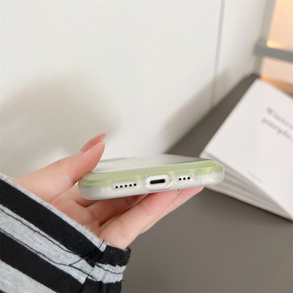 Ốp Điện Thoại Tpu Silicon Chống Sốc Màu Xanh Lá Đơn Giản Bảo Vệ Ống Kính Máy Ảnh Cho iPhone 14 12 13 11 Pro Max Plus