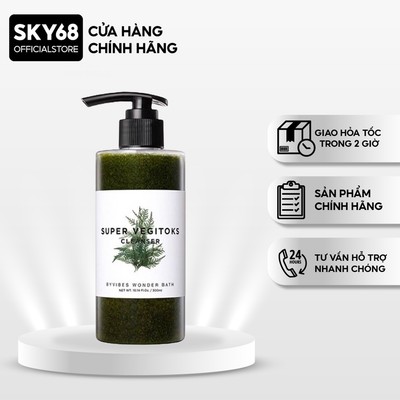 Sữa rửa mặt sủi bọt thải độc chiết xuất rau củ Byvibes Wonder Bath Super Vegitoks Cleanser 300ml - Xanh