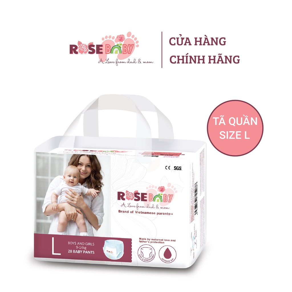Bịch Bỉm Quần ROSE BABY Đủ Size Chống Hăm An Toàn Cho Làn Da Bé