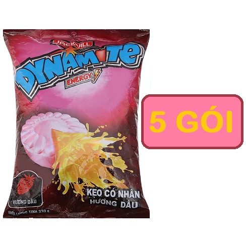 Combo 5 gói kẹo DYNAMITE ENERGY hương dâu 330g / Kẹo DYNAMITE ENERGY hương dâu 330g