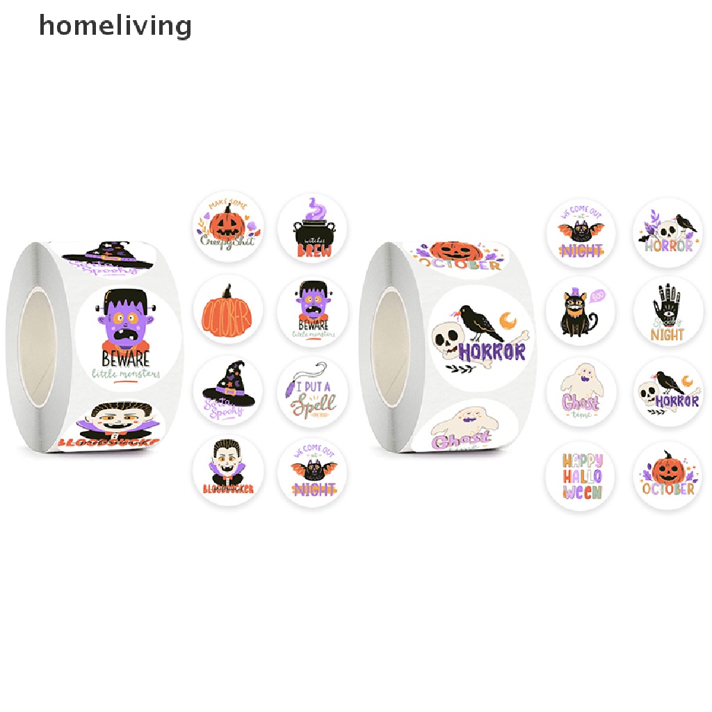 Set 500 Sticker Tròn Dán Trang Trí Phong Bì Halloween