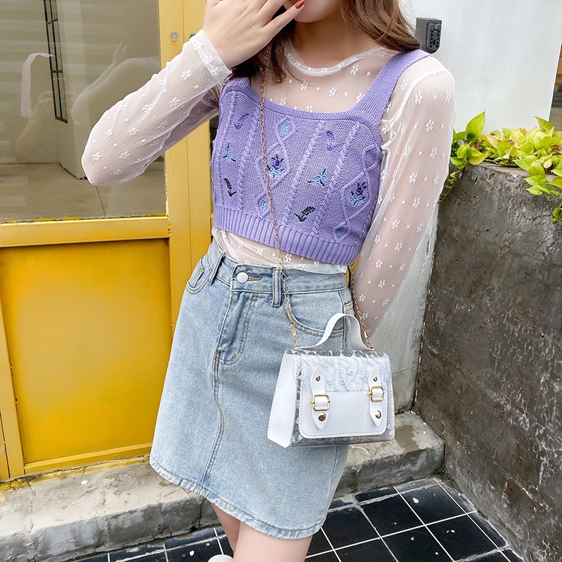 Túi Xách Đeo Vai Hình Vuông Cỡ Nhỏ Đính Kim Tuyến Lấp Lánh Thiết Kế Đơn Giản Thời Trang Cho Nữ