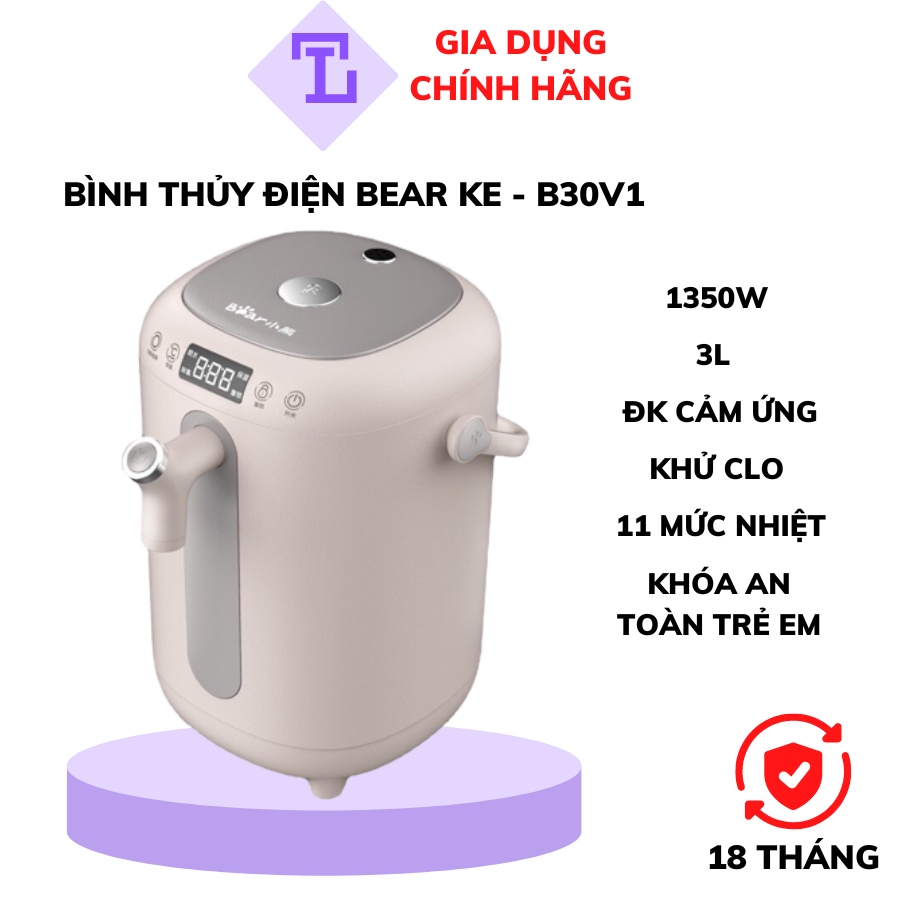 Bình đun nước thủy điện thông minh Bear 3L có tính năng khử clo và khoá trẻ em an toàn