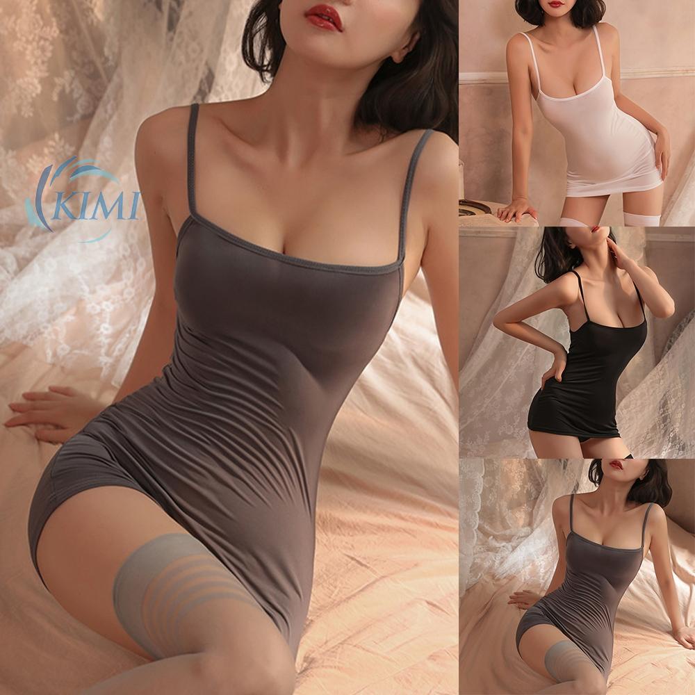 KIMI-Women Sheer Mesh Mini Dress Bodycon See Through Nightwear Clubwear Sleepwear 2022 hot sla enew