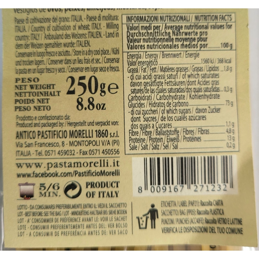 [Gói 250g – OLIVE] MÌ Ý SỢI DẸT VỊ QUẢ Ô LIU [Italia] MORELLI Fettuccine Olive Pasta (cff)