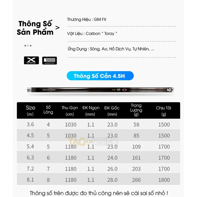 Cần Tay Gama FX Chiến Công - 4,5H - 5,5H - 6,5H - Size 3m6 -> 6m3