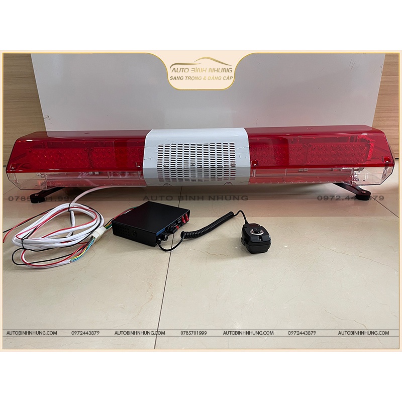 Đèn cứu thương, cấp cứu dài 1m2 - DC 12V, màu đỏ,tích hợp bộ đàm + bộ còi hú chính hãng công suất cao 200w