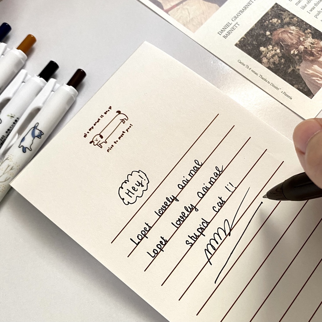 Bút gel bấm LOPET Lovely Animal họa tiết động vật đáng yêu, mực đen 0.5mm LP-1243