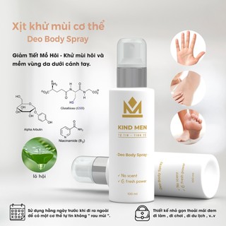 Xịt khử mùi - ngăn mồ hôi toàn thân unisex kind men 100ml/chai