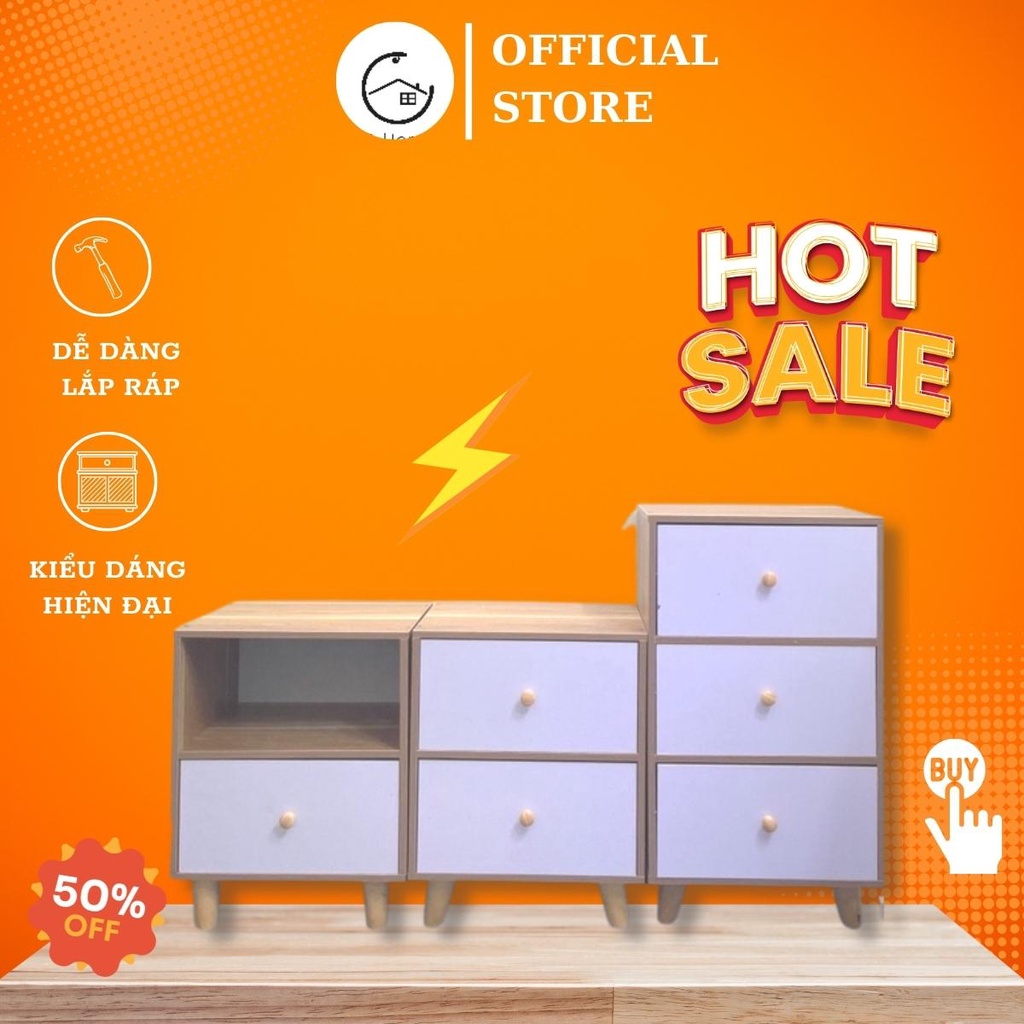 Tủ đầu giường 1,2,3 ngăn kéo Bắc Âu cao cấp có ngăn, trang trí phòng khách, chất gỗ MDF có video lắp ráp