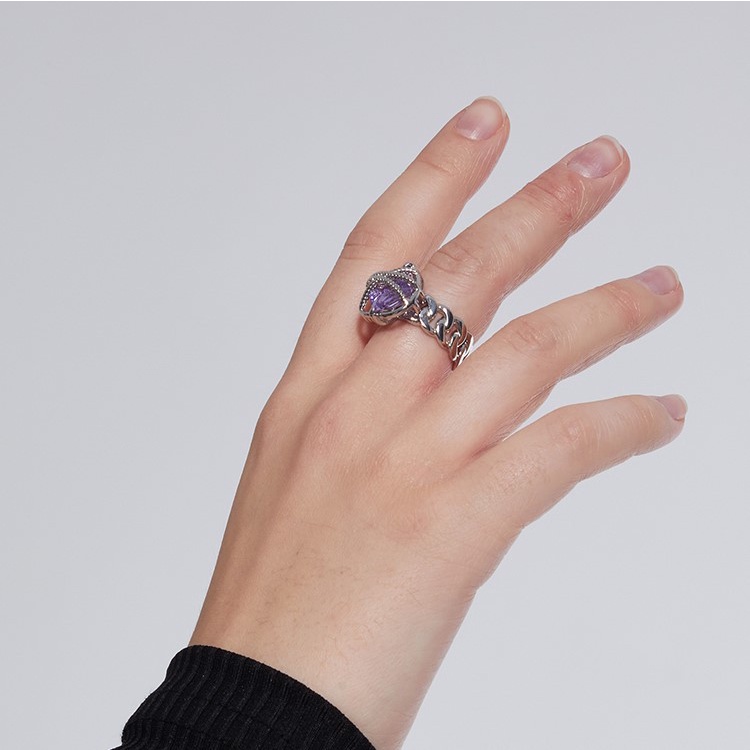 Vòng cổ Bện Mặt Trái Tim Đính Đá Quý Màu Tím Sang Trọng Thời Trang Cao Cấp Cá Tính