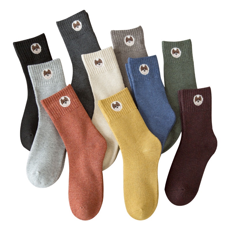 Tất Vớ Cổ Cao Cotton Họa Tiết Hình Chú Chó Hoạt Hình Đáng Yêu