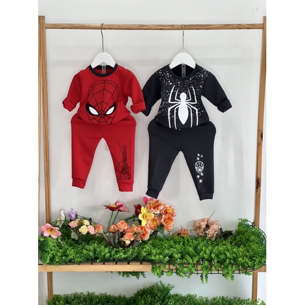 Bộ thu đông chất len tăm mịn in hình mặt nhện và con nhện 8-18kg