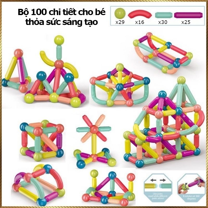 Bộ xếp hình nam châm  đồ chơi xếp hình nam châm thông minh an toàn
