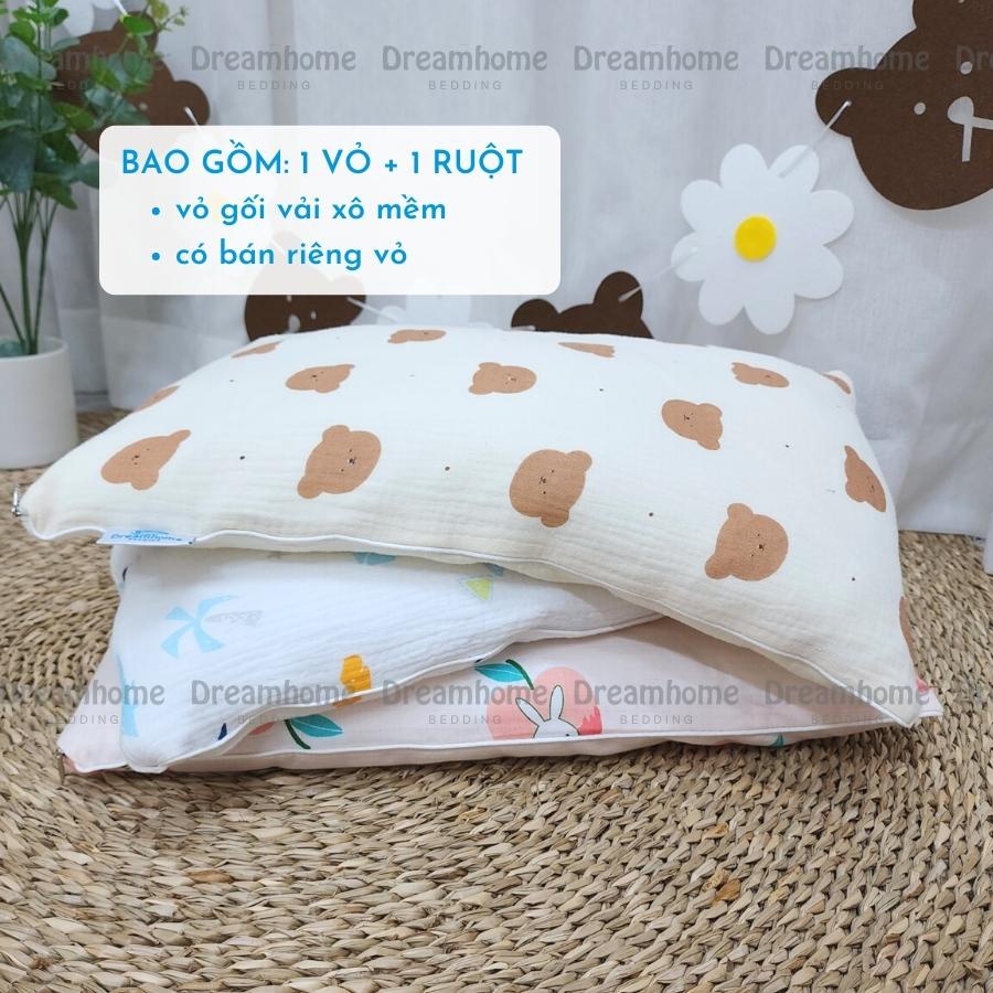 Gối nằm cho bé sơ sinh vải xô muslin mỏng nhẹ thấm hút mồ hôi - ảnh sản phẩm 4