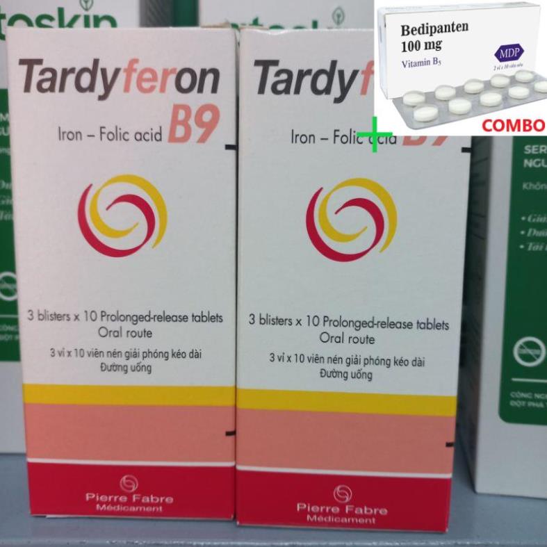 Combo Bedipanten 100mg +  Tardyferon B9 cung cấp dưỡng chất cần thiết , hộp 30 viên