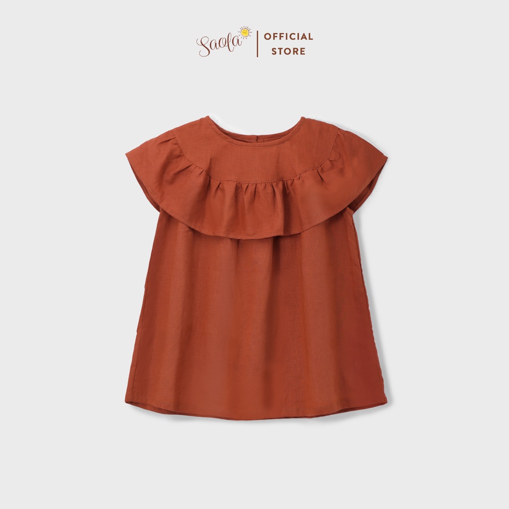 Đầm/ Váy Bé Gái Cổ Tròn Phối Bèo Chất Liệu Linen Thoáng Mát - MARION DRESS - DRL006 - SAOLA KIDS CLOTHING